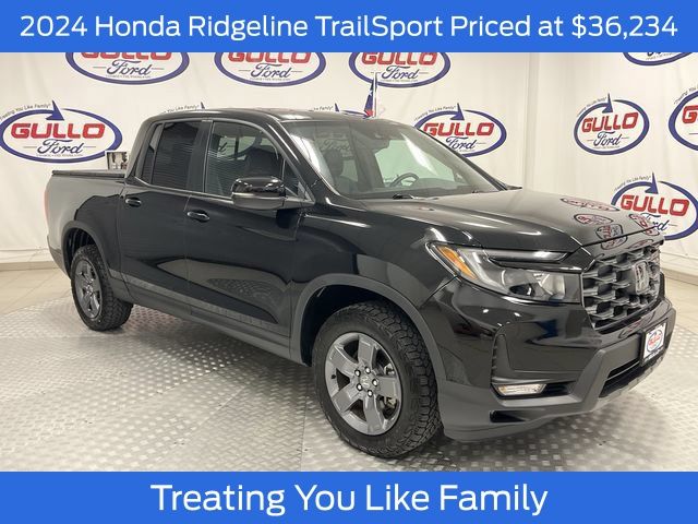 Crystal Black Pearl 2024 Honda Ridgeline Pickup Truck All-Wheel Drive 9-Speed Automatic