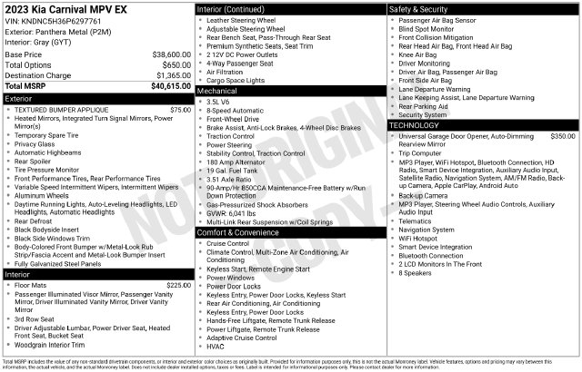 Used 2023 Kia Carnival Van