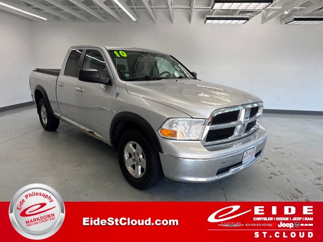 Bright Silver Metallic Clearcoat 2010 Dodge RAM 1500 SLT Quad Cab 4WD Pickup Truck Four-Wheel Drive 5-Speed Automatic