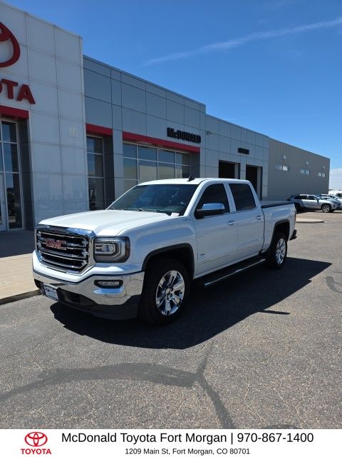 White Frost Tricoat 2018 GMC Sierra 1500 SLT Crew Cab 4WD Pickup Truck Four-Wheel Drive 8-Speed Automatic