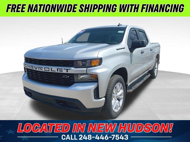 Silver Ice Metallic 2022 Chevrolet Silverado 1500 Custom Crew Cab 4WD Pickup Truck Four-Wheel Drive 8-Speed Automatic