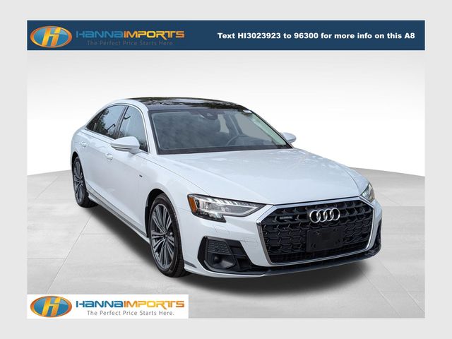 Glacier White Metallic 2023 Audi A8 L quattro 55 TFSI Sedan All-Wheel Drive 8-Speed Automatic