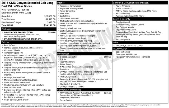 used 2016 GMC Canyon car, priced at $12,645