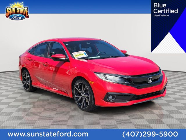 Rallye Red 2020 Honda Civic Sedan Front-Wheel Drive Continuously Variable Transmission