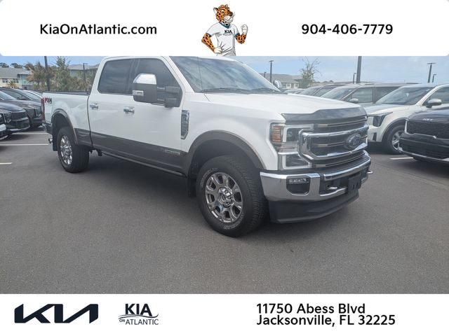 White 2021 Ford F-250 Super Duty King Ranch Crew Cab 4WD Pickup Truck Four-Wheel Drive Automatic