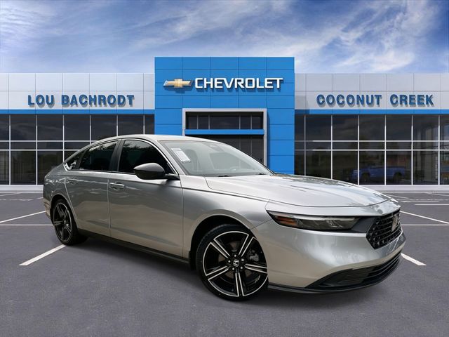 Platinum White Pearl 2024 Honda Accord Hybrid Sedan Front-Wheel Drive Continuously Variable Transmission