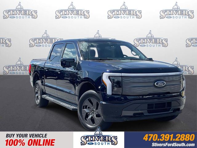 Antimatter Blue Metallic 2023 Ford F-150 Lightning Lariat SuperCrew AWD Pickup Truck All-Wheel Drive Automatic
