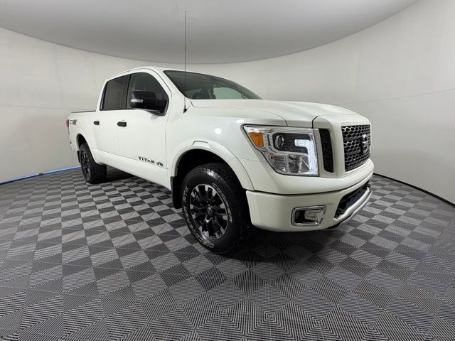 Pearl White 2018 Nissan Titan Pickup Truck Four-Wheel Drive 7-Speed Automatic