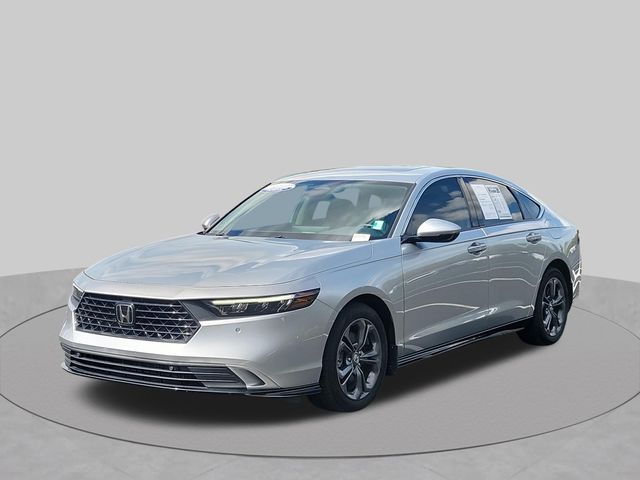 Solar Silver Metallic 2024 Honda Accord Hybrid Sedan Front-Wheel Drive Continuously Variable Transmission