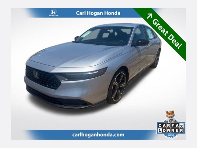 Solar Silver Metallic 2025 Honda Accord Hybrid Sedan Front-Wheel Drive Continuously Variable Transmission