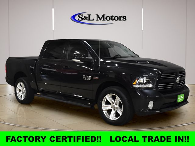 Brilliant Black Crystal Pearlcoat 2016 RAM 1500 Sport Crew Cab 4WD Pickup Truck Four-Wheel Drive 8-Speed Automatic