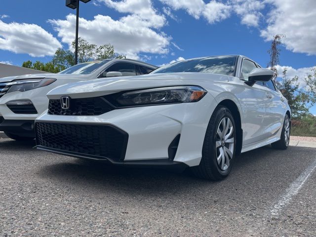 Platinum White 2025 Honda Civic LX FWD Sedan Front-Wheel Drive Continuously Variable Transmission