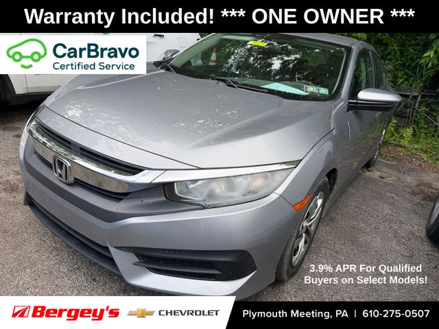 Silver 2016 Honda Civic LX Sedan Front-Wheel Drive Continuously Variable Transmission