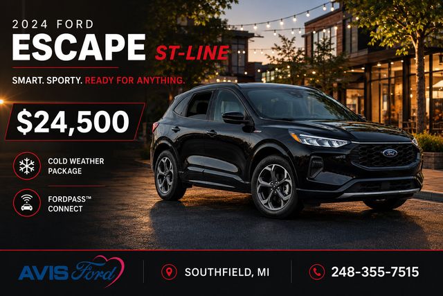 Black Metallic 2024 Ford Escape ST-Line AWD SUV / Crossover All-Wheel Drive 8-Speed Automatic