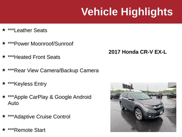 2017 Modern Steel Metallic Honda CR-V EX-L AWD SUV