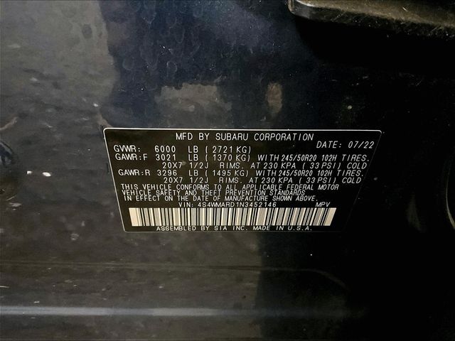 2022 Subaru Ascent Touring Blue at Rafferty Subaru