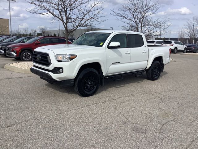 White 2021 Toyota Tacoma SR V6 Double Cab 4WD Pickup Truck Four-Wheel Drive 6-Speed Automatic