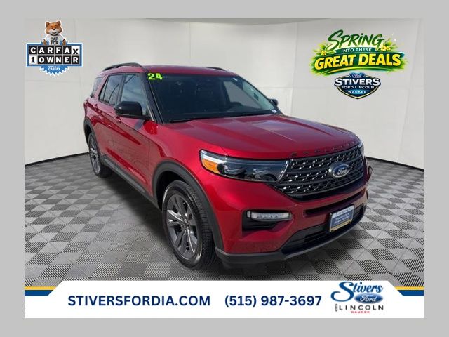 Rapid Red Metallic Tinted Clearcoat 2024 Ford Explorer XLT AWD SUV / Crossover All-Wheel Drive Automatic
