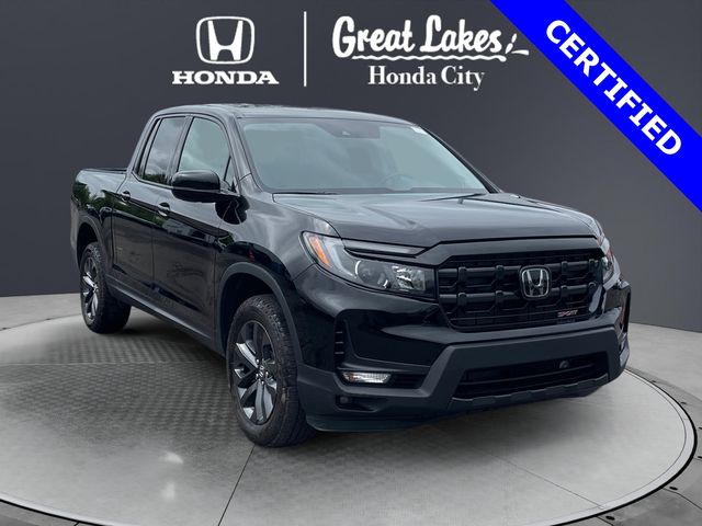 Crystal Black Pearl 2025 Honda Ridgeline Sport AWD Pickup Truck All-Wheel Drive 9-Speed Automatic