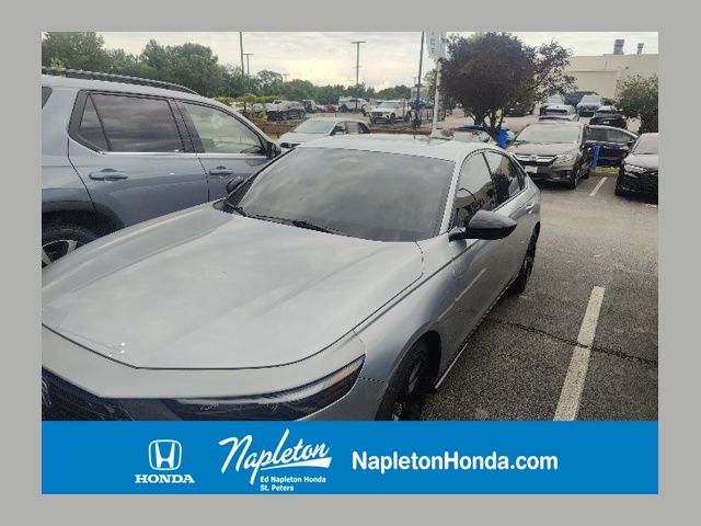 Solar Silver Metallic 2025 Honda Accord Hybrid Sedan Front-Wheel Drive Continuously Variable Transmission