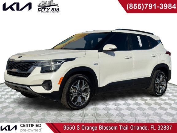 Snow White Pearl 2021 Kia Seltos EX AWD SUV / Crossover All-Wheel Drive Continuously Variable Transmission