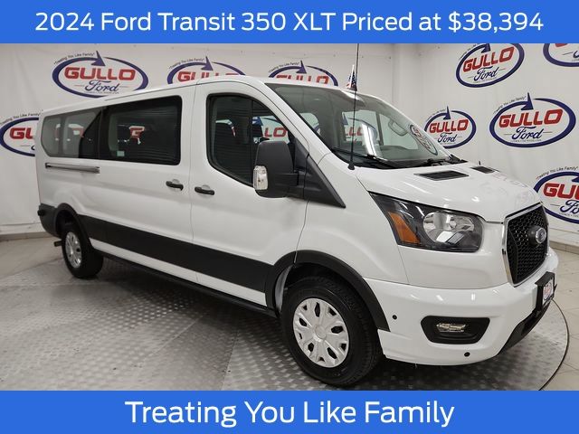 Oxford White 2024 Ford Transit Passenger 350 XLT Low Roof LB RWD Van Rear-Wheel Drive