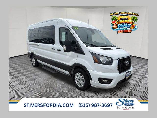 Oxford White 2023 Ford Transit Passenger 350 XLT Medium Roof LB RWD Van Rear-Wheel Drive