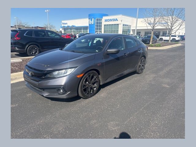 Gray (Modern Steel Metallic) 2019 Honda Civic Sport FWD Sedan Front-Wheel Drive Continuously Variable Transmission