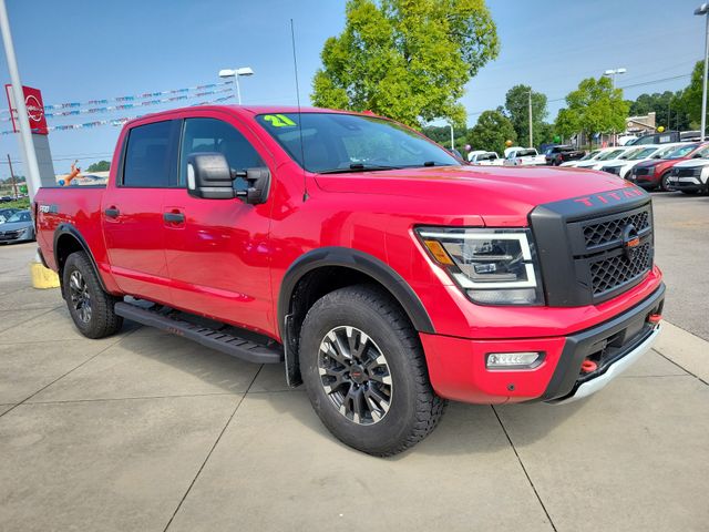 Red Alert 2021 Nissan Titan Pickup Truck Four-Wheel Drive 9-Speed Automatic
