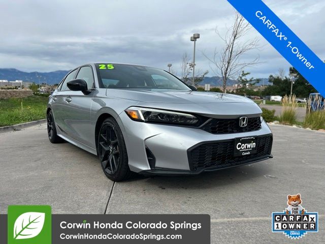 Black 2025 Honda Civic Sedan Front-Wheel Drive Continuously Variable Transmission