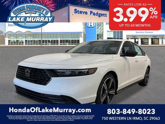 Platinum White Pearl 2026 Honda Accord Hybrid Sedan Front-Wheel Drive Continuously Variable Transmission