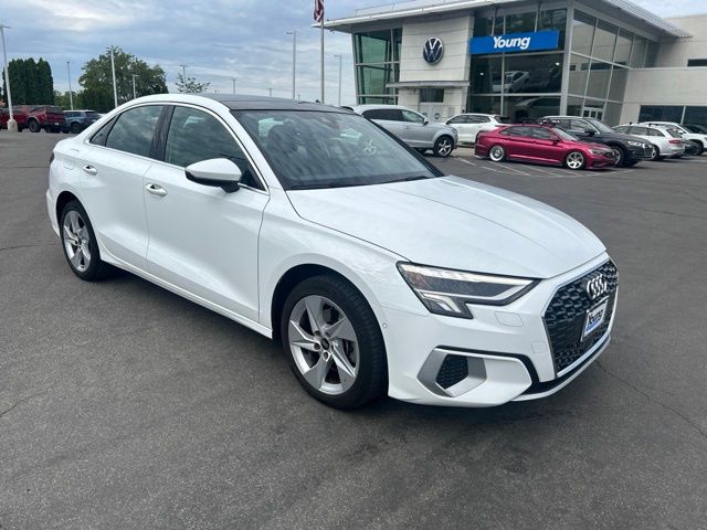 Ibis White 2023 Audi A3 Sedan Front-Wheel Drive 7-Speed Automatic