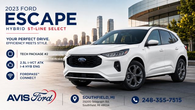 Oxford White 2023 Ford Escape Hybrid SUV / Crossover All-Wheel Drive Continuously Variable Transmission
