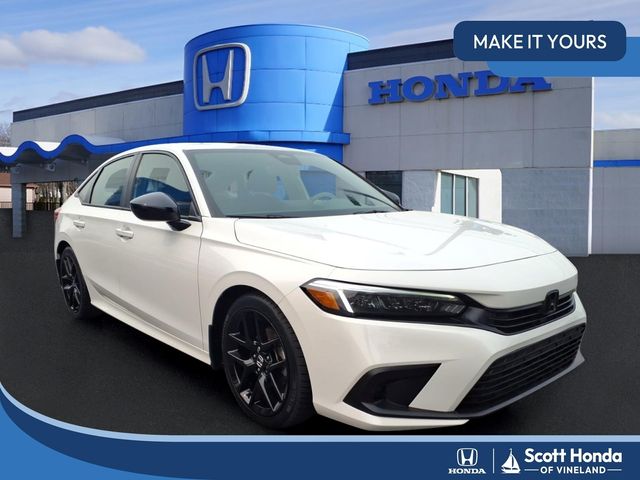 Platinum White Pearl 2023 Honda Civic Sedan Front-Wheel Drive Continuously Variable Transmission