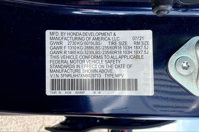 Used 2022 Honda Odyssey Van