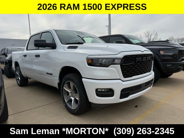 Bright White Clearcoat 2026 RAM 1500 Express Crew Cab 4WD Pickup Truck Four-Wheel Drive 8-Speed Automatic