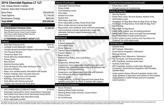 Red Tintcoat 2016 Chevrolet Equinox SUV / Crossover Front-Wheel Drive 6-Speed Automatic Overdrive