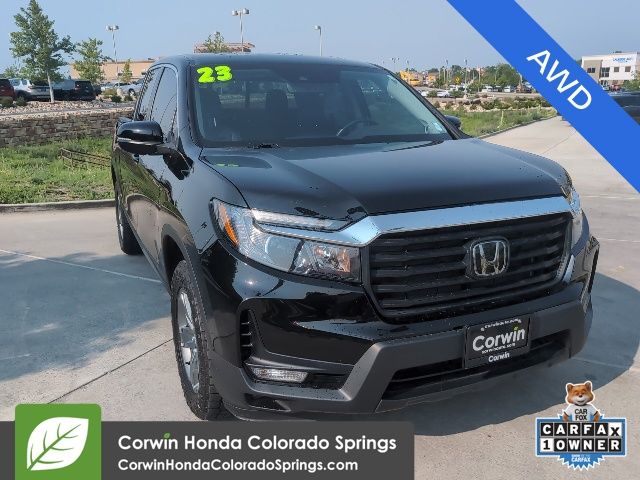 Crystal Black Pearl 2023 Honda Ridgeline Pickup Truck All-Wheel Drive 9-Speed Automatic