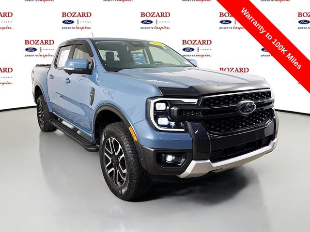 Blue (Azure Gray Metallic) 2024 Ford Ranger Lariat SuperCrew 4WD Pickup Truck Four-Wheel Drive Automatic
