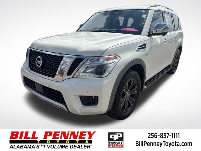 Pearl White 2018 Nissan Armada Platinum SUV / Crossover 4X2 7-Speed Automatic