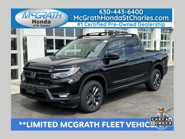 Crystal Black Pearl 2025 Honda Ridgeline Sport AWD Pickup Truck All-Wheel Drive 9-Speed Automatic