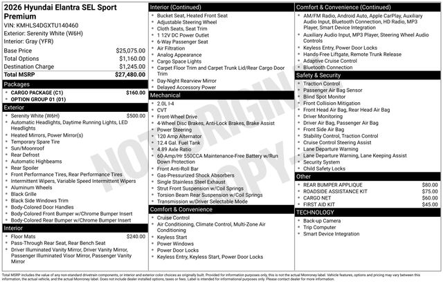 New 2026 Hyundai Elantra For Sale in Indianapolis, IN