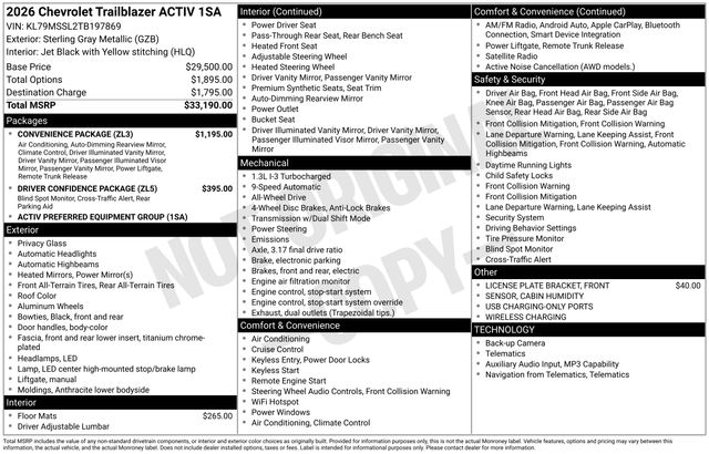 New 2026 Chevrolet TrailBlazer SUV