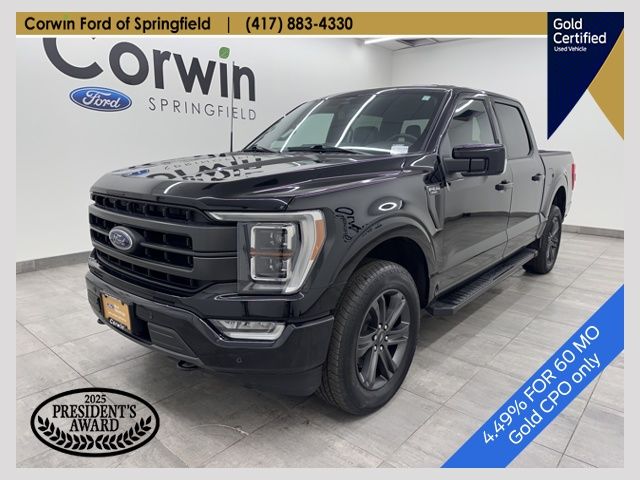 Agate Black Metallic 2023 Ford F-150 Lariat SuperCrew 4WD Pickup Truck Four-Wheel Drive Automatic