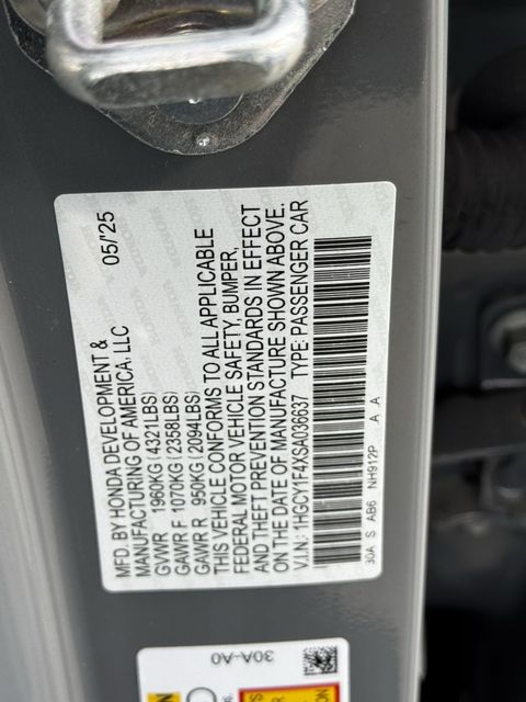 2025 Honda Accord SE Gray at Community Honda