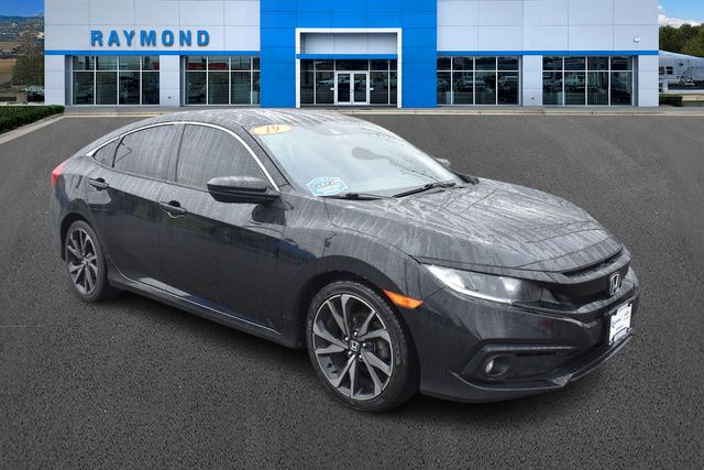 Crystal Black Pearl 2019 Honda Civic Sport FWD Sedan Front-Wheel Drive Continuously Variable Transmission