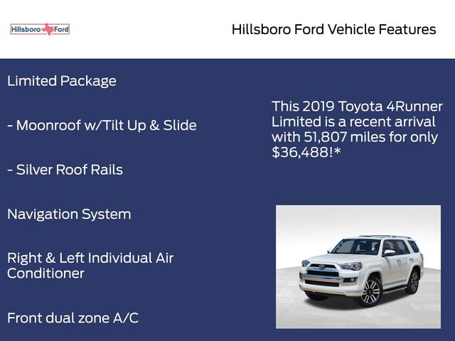 2019 Blizzard Pearl Toyota 4Runner Limited 4X4 SUV