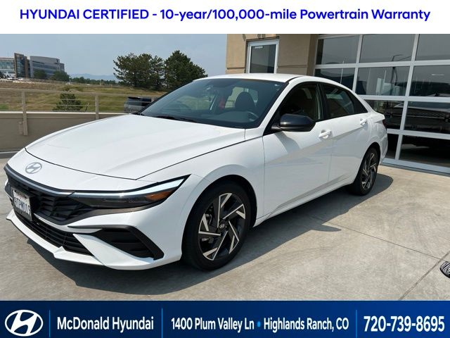Serenity White 2025 Hyundai Elantra Sedan Front-Wheel Drive Continuously Variable Transmission