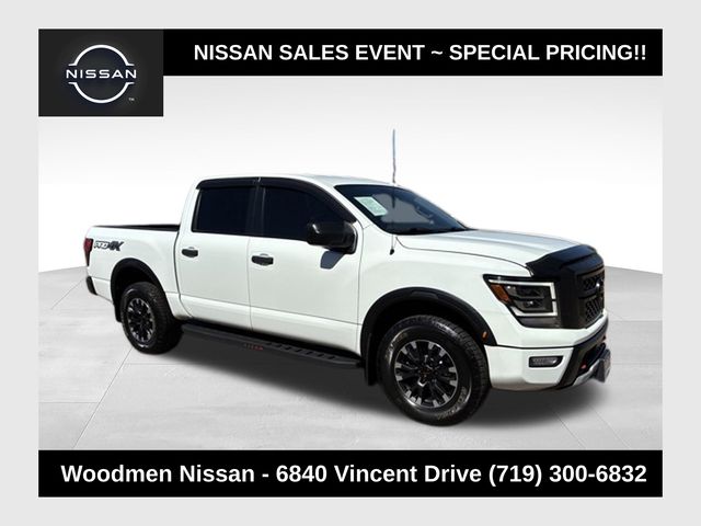Glacier White 2021 Nissan Titan Pickup Truck Four-Wheel Drive 9-Speed Automatic