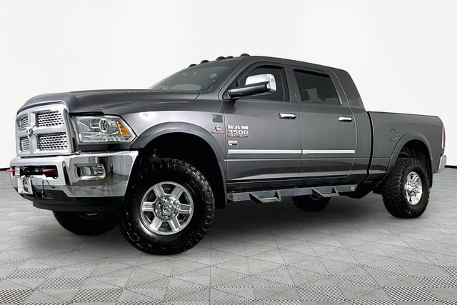Gray (Granite Crystal Metallic Clearcoat) 2015 RAM 3500 Laramie Mega Cab 4WD Pickup Truck Four-Wheel Drive 6-Speed Automatic